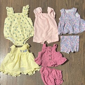 Carter's Baby Girls Yellow, Pink & Lavender Floral 6-Piece Summer Matching Sets